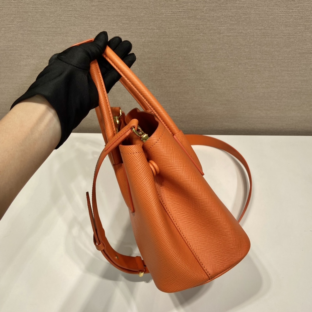 Prada Double Saffiano Leather Mini Bag Shoulder Bag Orange 1BG443